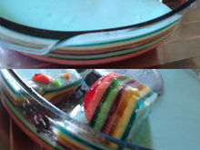 Gelatina colorida em camadas
