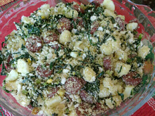 Farofa com couve e linguiça calabresa