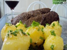 Alcatra alho e óleo com batatas gratinadas