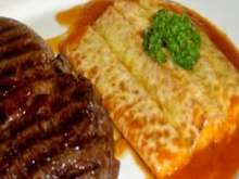 Pupunha São Cassiano à parmegiana e bife de chorizo