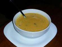 Creme de abóbora e camarão