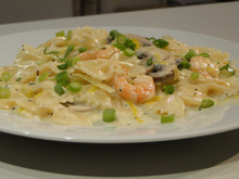 Massa ao molho de camarão e vinho branco