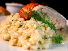 Risoto de gorgonzola com lombinho de porco e alecrim