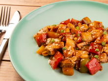 Frango xadrez no microondas