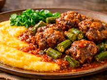 Rabada com quiabo e polenta: o prato completo para o almoço que é um desaforo de tão gostoso