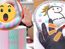 Menino ou menina? Não consigo parar de assistir esse vídeo: confeiteiro faz cesariana em bolo para descobrir sexo de bebê; aprenda como fazer