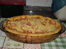 Torta de mandioca com carne.