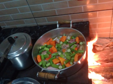 Frango com quiabo e abóbora