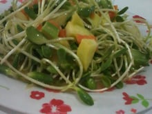 Salada de papaia e brotos de girassol