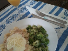 Macarrão light com frango e molho branco