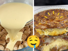 Sobremesa de banana cremosa dos deuses: receita na travessa é muito fácil de fazer, só levar ao forno por 20 minutos