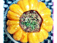 Abóbora moranga recheada com carne seca feita no micro-ondas