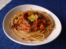 Espaguete com carne e cenoura da Abima