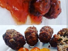 Almôndegas e bolinho de carne glúten e lactose free