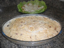 Frango desfiado com purê de batatas