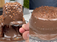 Bolo erupção de chocolate: receita com massa fofinha e recheio cremoso é uma explosão de sabor