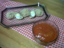 Ovos de codorna na massa de inhame