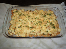 Frango gratinado com abóbora e queijo