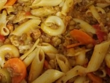 Macarrão com lentilha delicioso