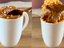 Bolo de caneca de doce de leite: só 4 ingredientes, fica super fofinho e não transborda no micro-ondas