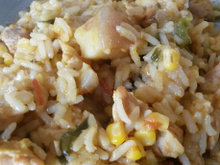 Arroz com carne de porco