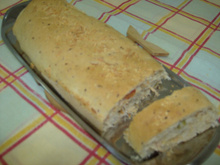 Baguetes recheado de frango com legumes