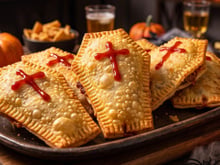 Pastel de Halloween em forma de caixão frito no óleo ou na airfryer