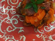 Abóbora com lingüiça defumada