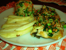 Truta grelhada com castanha de caju