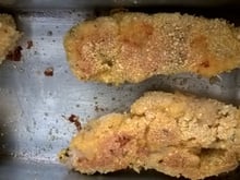 Filezinhos (sassami) à milanesa ao forno