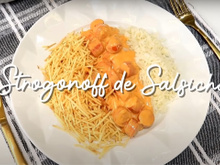 Strogonoff de salsicha é o almoço econômico muito fácil e rápido de fazer que a família toda adora, o meu filho come até abrir as calças