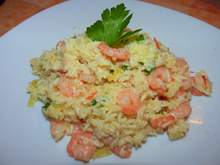 Risoto cremoso de camarão