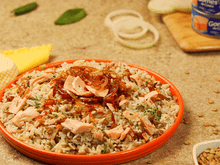 Arroz com lentilha e atum