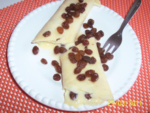 Panquecas ao creme e passas ao rum