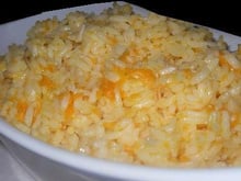Arroz com queijo e cenoura