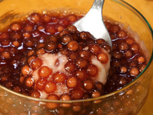 Sagu com creme de baunilha