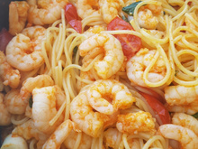 Espaguete à Marguerite com camarão 