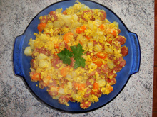 Calabresa com batata e cenoura