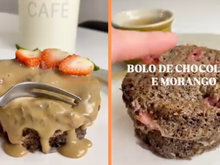 Bolinho de chocolate com morango de micro-ondas: essa é a única receita de doce saudável que meu filho gosta