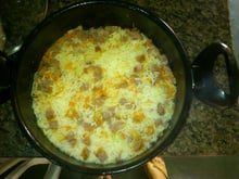 Arroz com linguiça e cenoura