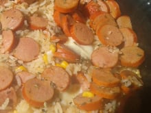 Arroz com salsicha