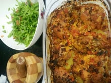 Frango assado com batata da Jujufe