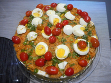 Cuscuz com cabeça de salmão