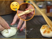 Pãozinho recheado de frigideira com massa de FARINHA DE TRIGO e IOGURTE: receita fácil e bem rapidinha pro seu café da manhã ou lanche