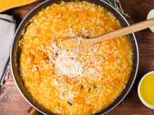 Quando faço esse risoto italiano em casa o meu filho pequeno até pede para comer abóbora