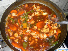 Frango xadrez e arroz shop suey