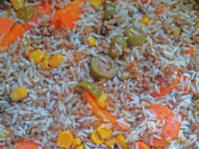 Arroz com carne moída