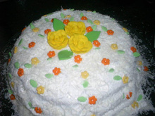 Bolo de coco e doce de leite