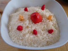Arroz cremoso ao creme de leite e maionese