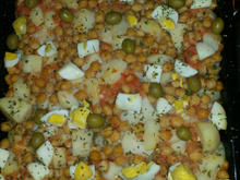 Bacalhau com grão-de-bico e batata